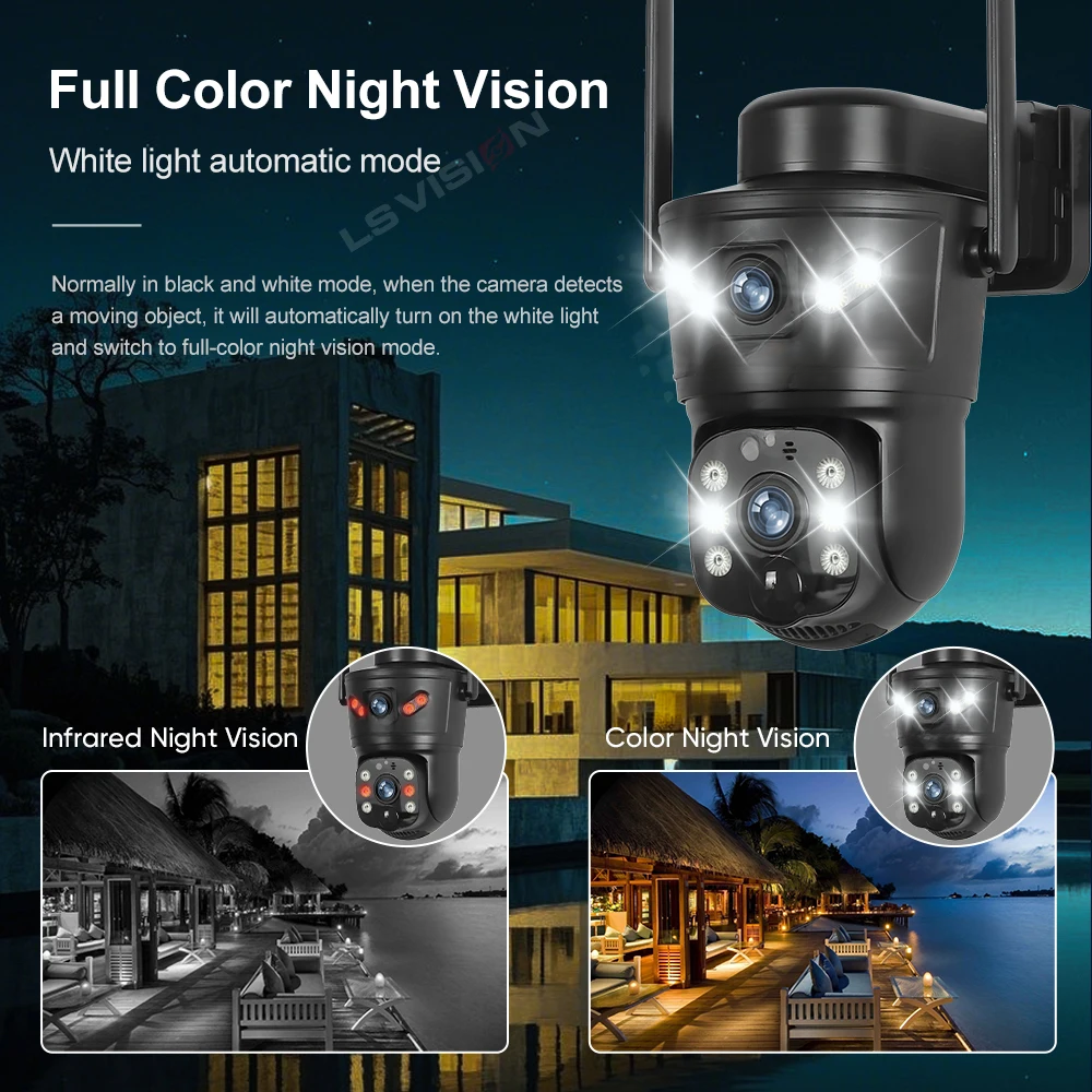 Wireless Outdoor Solar Camera 4G, Dual Lens, PIR Detection, Full-Color Night Vision