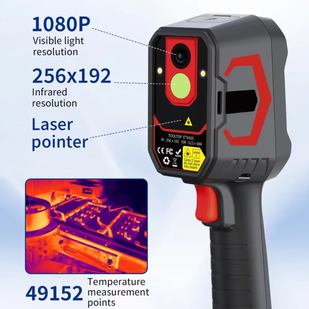 2-in-1 Infrared & 1080P Visible Thermal Camera, 512x384 Super IR, Handheld with Laser