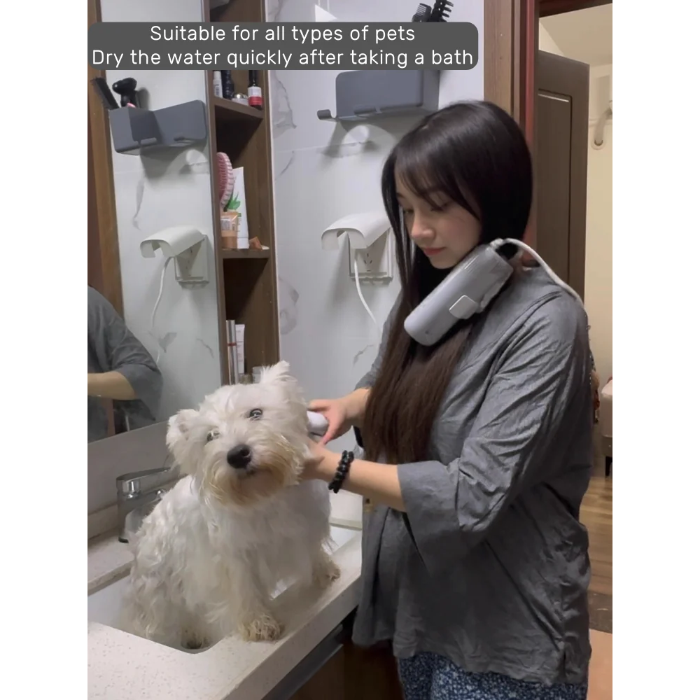 2-in-1 Pet Hair Dryer with Negative Ions for Handheld & Neck Hanging Grooming