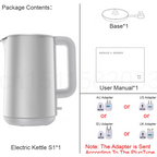 1.7L Electric Kettle with Double Wall, 1800W Fast Boil & 4 Safety Protections