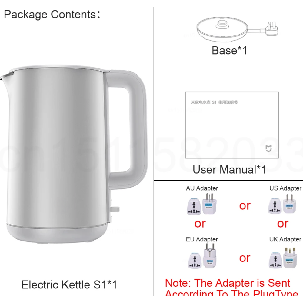 1.7L Electric Kettle with Double Wall, 1800W Fast Boil & 4 Safety Protections