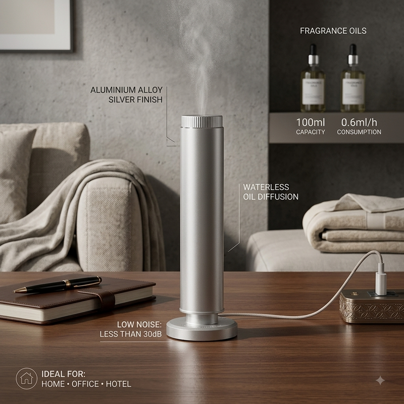 100ml Waterless Aroma Diffuser with Aluminium Housing and Compact Tower Design