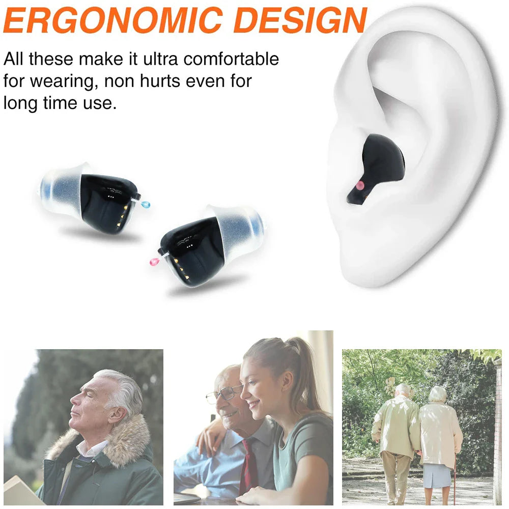 Digital Hearing Aids Pair – Portable, Adjustable, Rechargeable SR61-White-Pair