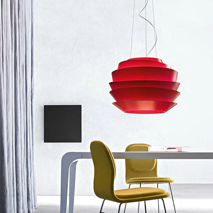 Hanging Metal Pendant Lamp for Kitchen or Studio Red Dia63cm