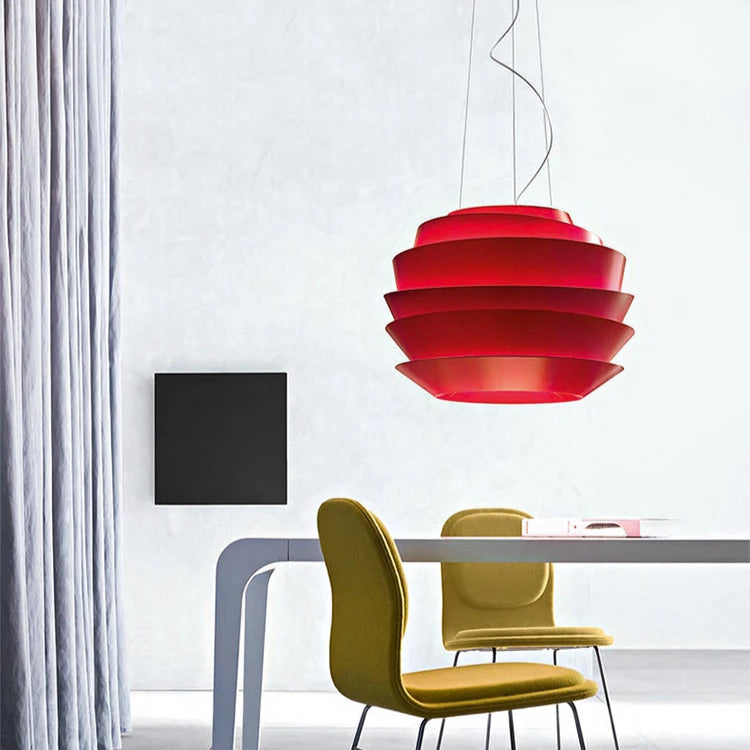 Hanging Metal Pendant Lamp for Kitchen or Studio Red Dia48cm