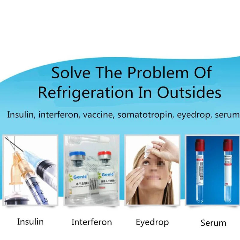 White Portable Insulin Fridge with LCD Display, 7800mAh Battery, 2–8°C Cooling for Travel Use