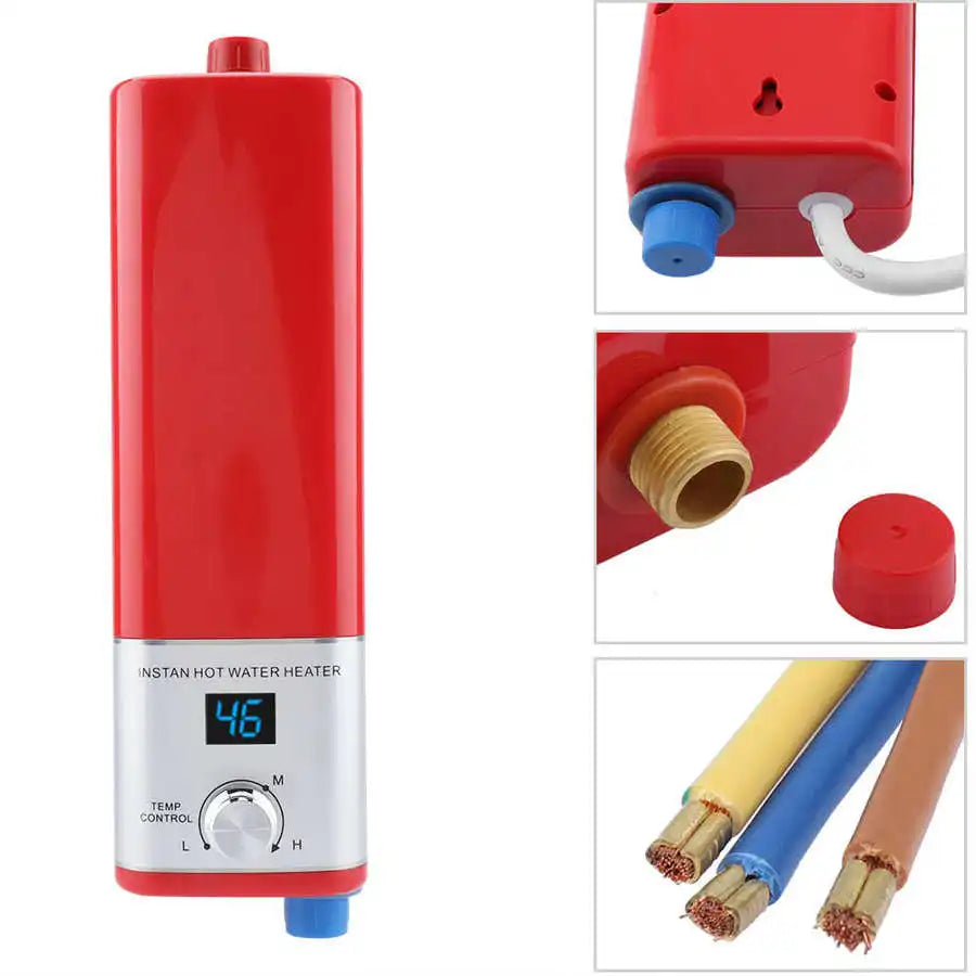Fast Heating 5500W Electric Water Heater for Bathroom Red