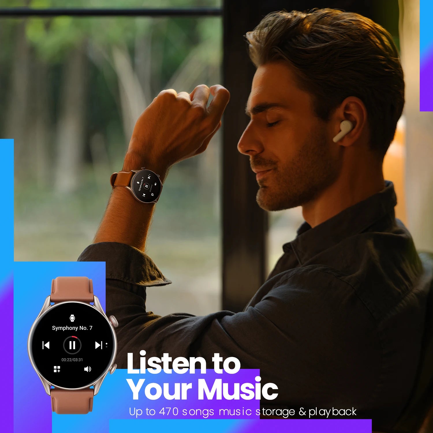 1.45" AMOLED Fitness Smartwatch with Sleep, Step & Heart Monitoring – GTR 3 Pro 46mm
