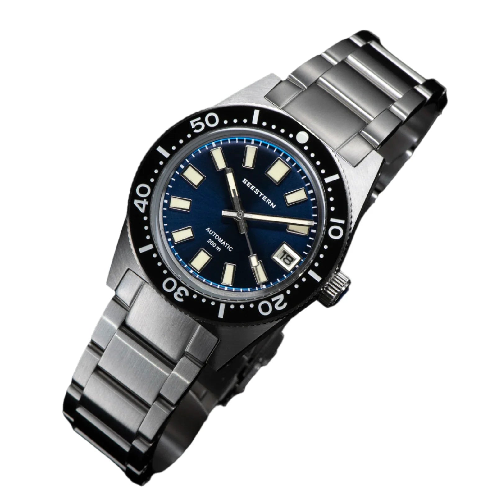 200m Waterproof Automatic Dive Watch with Luminous Bezel – Blue