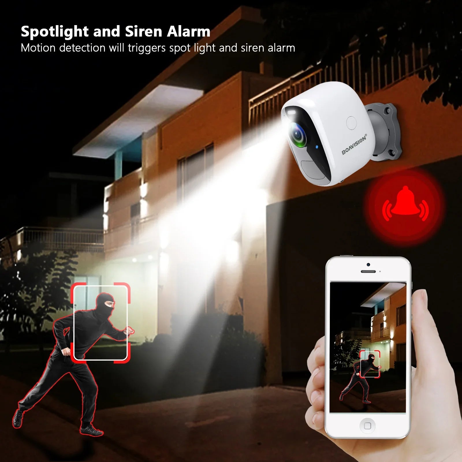 Portable 1080p Outdoor WiFi Cam 32G TF, PIR Motion Alert, Waterproof, 2-Way Talk