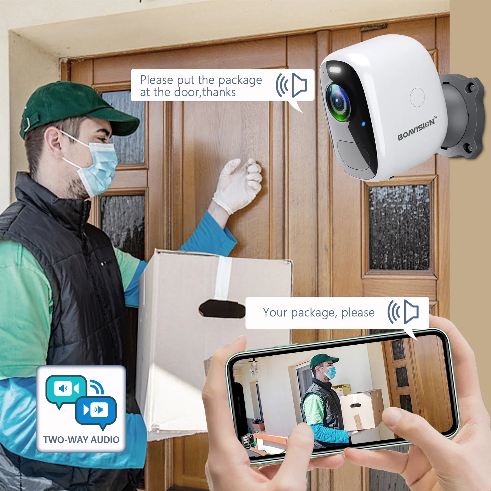 Portable 1080p Outdoor WiFi Cam 32G TF, PIR Motion Alert, Waterproof, 2-Way Talk