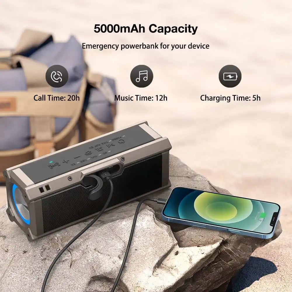 100W Wireless Speaker with Deep Bass, RGB Light Show, and TWS Stereo Pairing