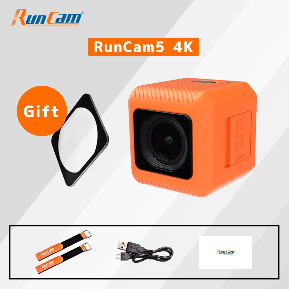 Compact 4K Camera with Stabilizer for Outdoor Adventures  RUNCAM5 Black With 128G SD Card