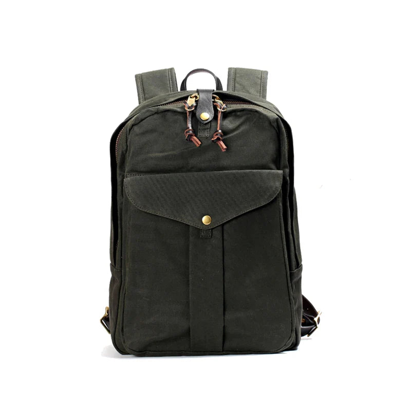 Vintage Waxed Canvas Backpack for Laptop and Travel