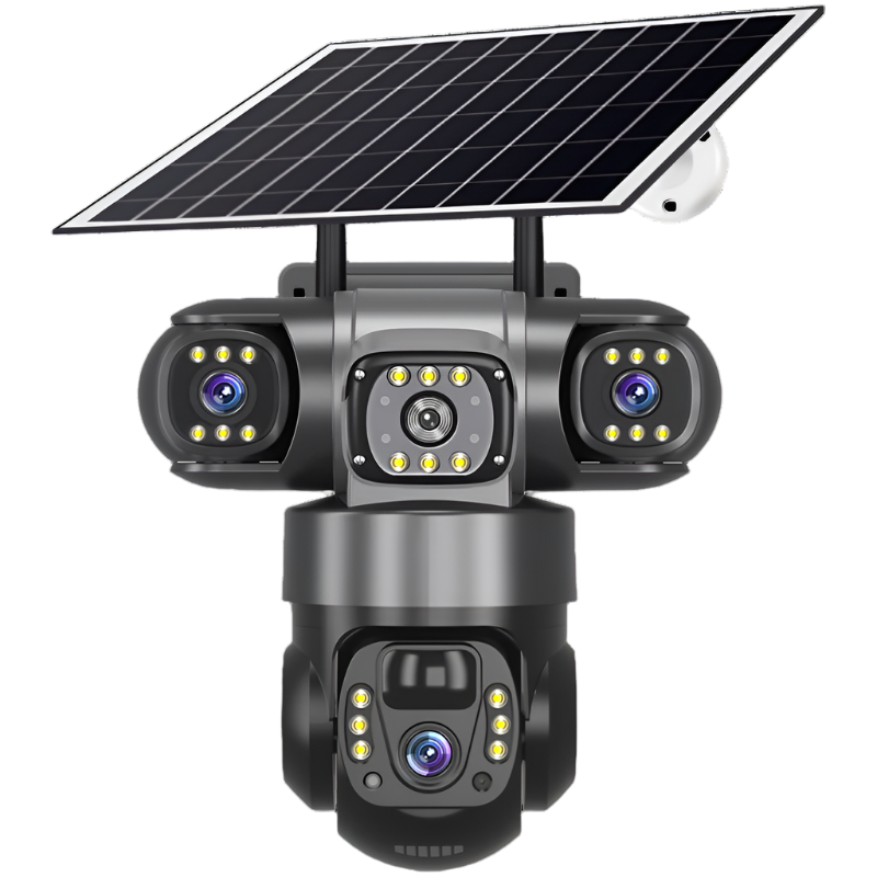 4G Solar-Powered Outdoor Security Camera with Triple Lens and 32G Storage
