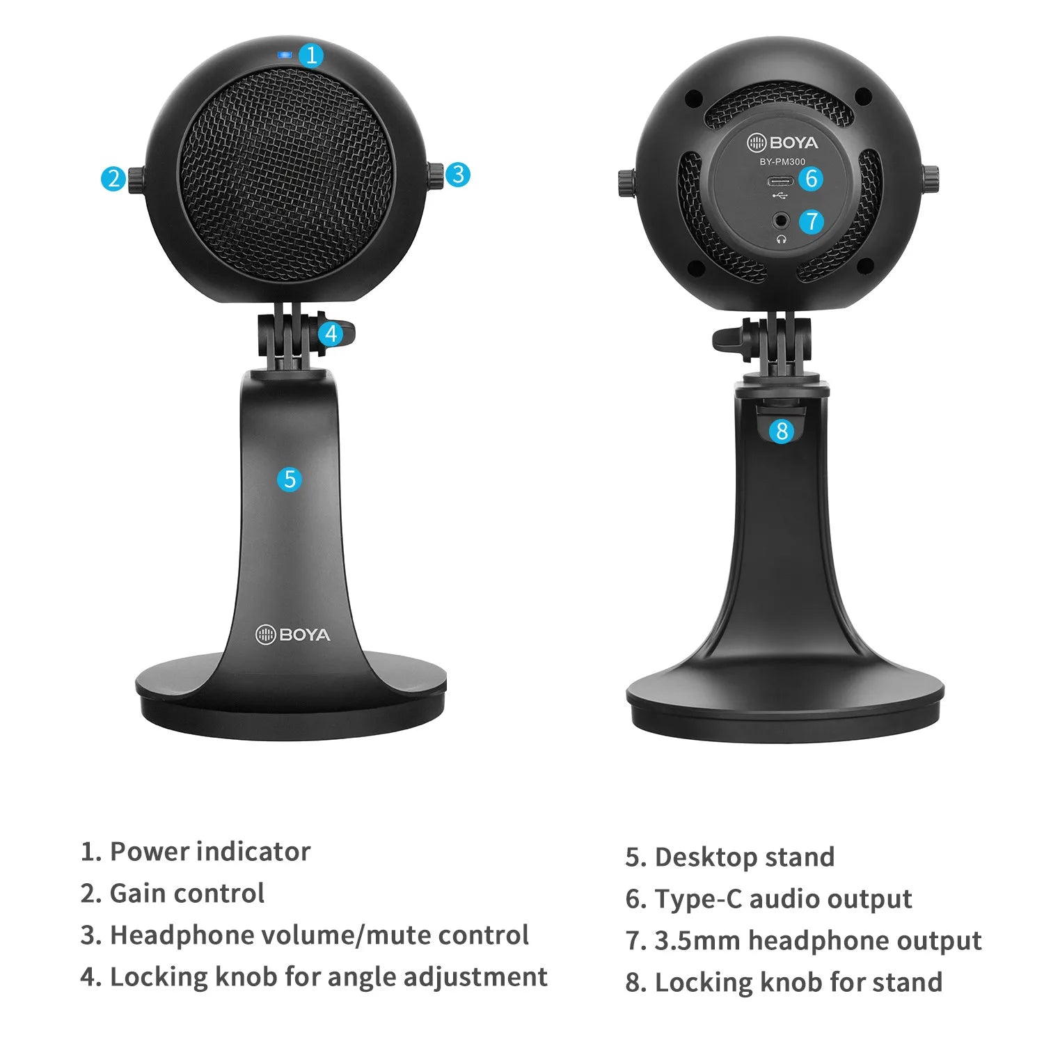 Desktop USB Condenser Microphone with Cardioid Pattern