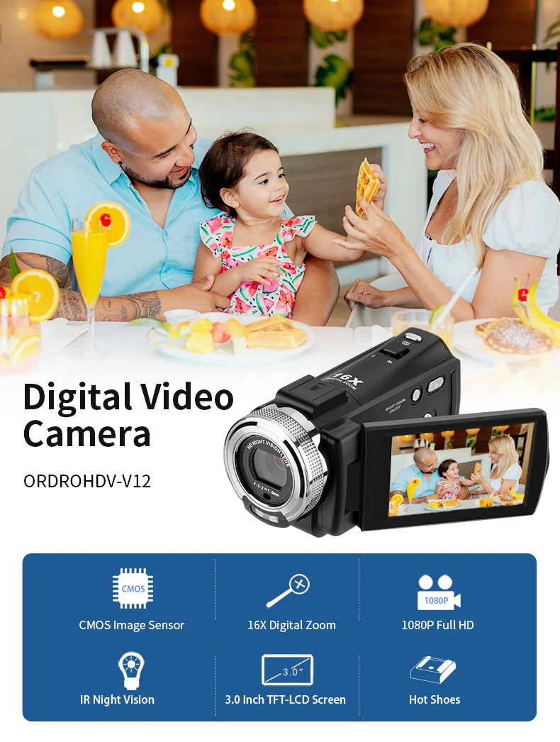 1080P HD Camcorder with Night Vision and Touch Screen