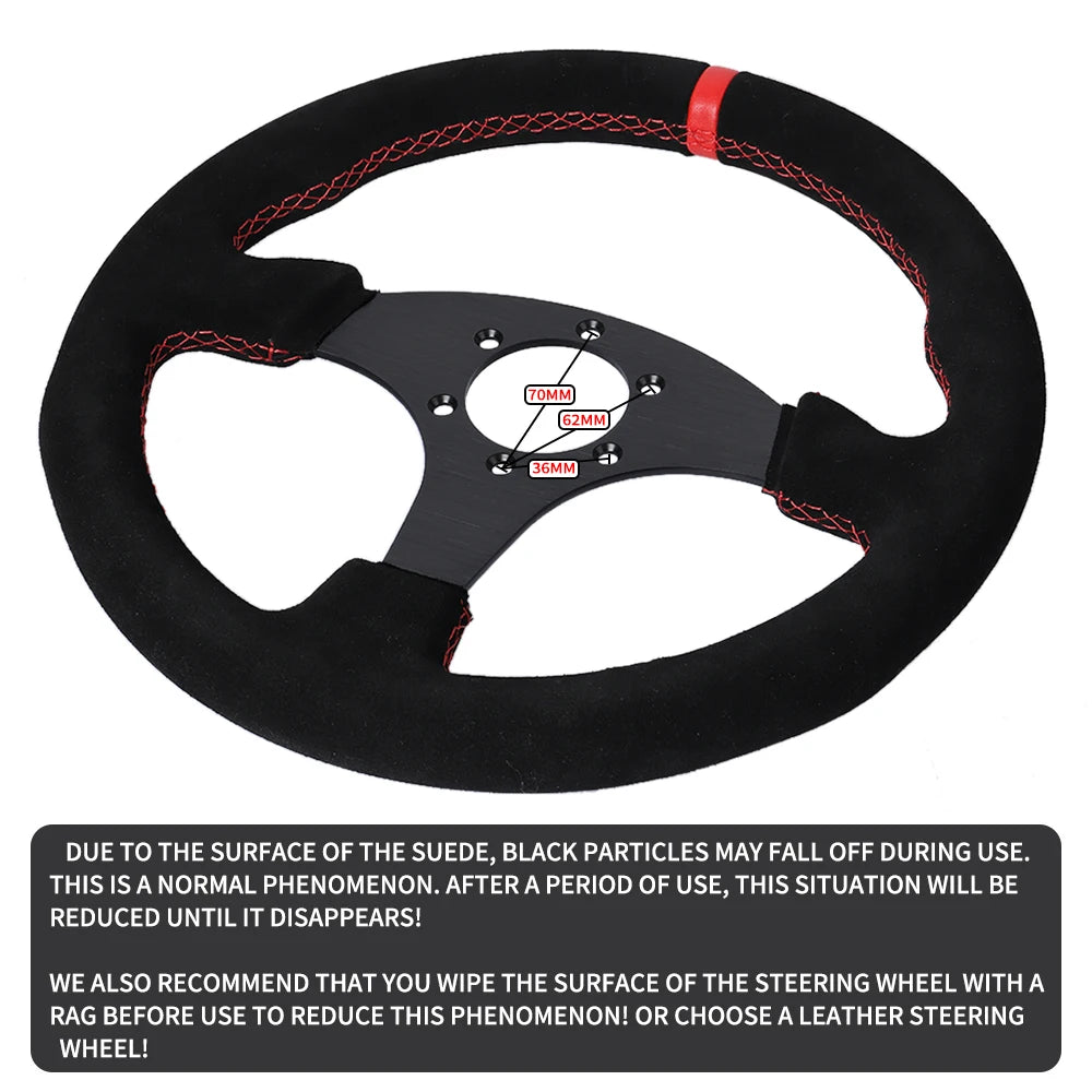 13-Inch Flat Racing Steering Wheel with Suede Grip for Drift Simulators & Car Mods