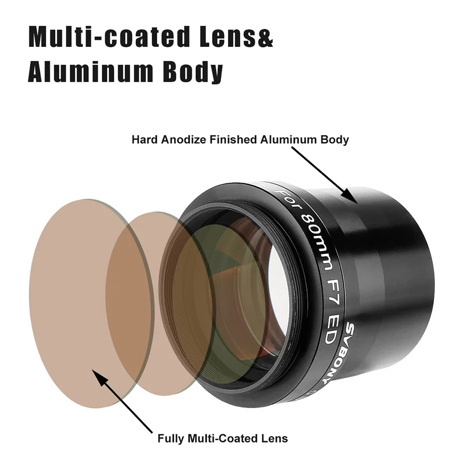 2 inch 0.8x Focal Reducer and Field Flattener for Refractor Telescopes