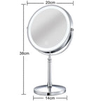 Portable 8" Tri-Light Mirror with 10X Zoom, USB Rechargeable, Adjustable Angle, Gold Design