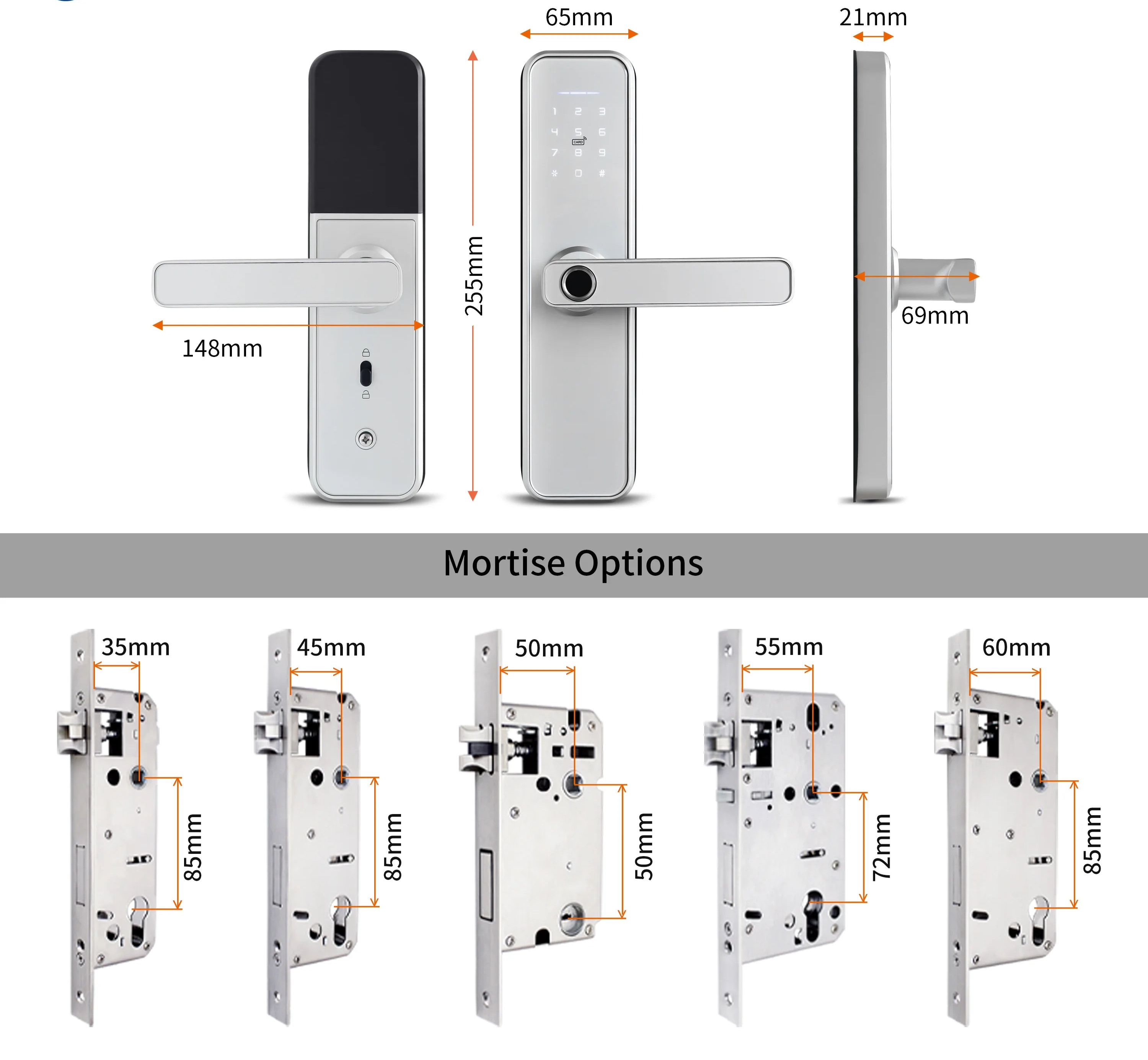 Electronic Biometric Door Lock with App, Keypad, RFID & Mechanical Keys – IP66 Waterproof