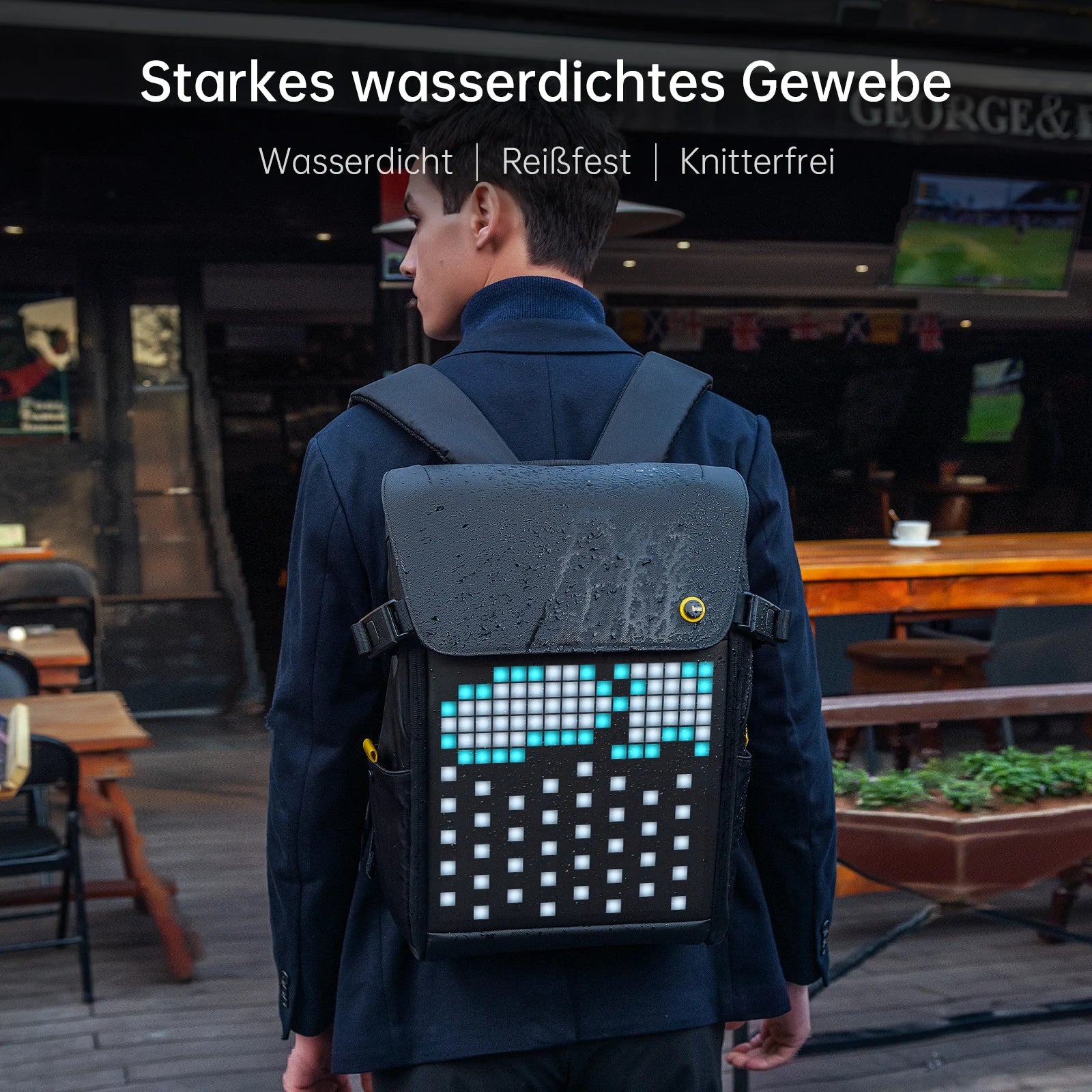 15" Waterproof LED Backpack with App-Controlled RGB Display