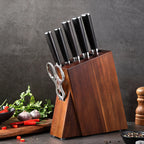 Wooden Knife Holder Rack with Storage Slots Kitchen Countertop
