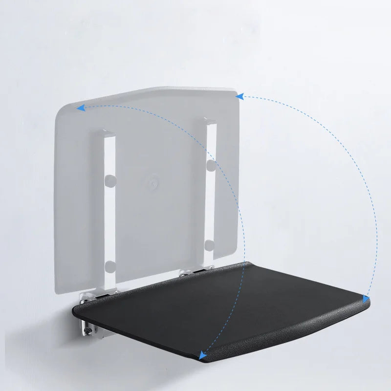 Folding Bathroom Shower Chair with Wall-Mounted Design and 150kg Load Capacity