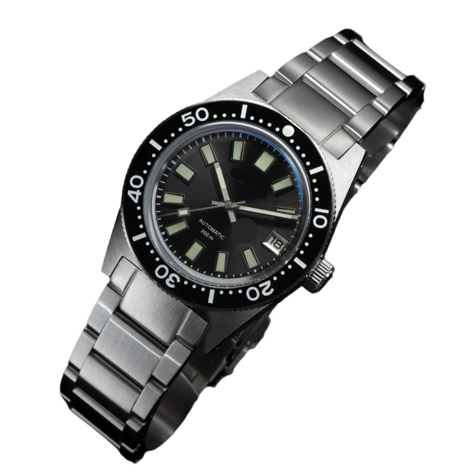200m Waterproof Automatic Dive Watch with Luminous Bezel – Grey
