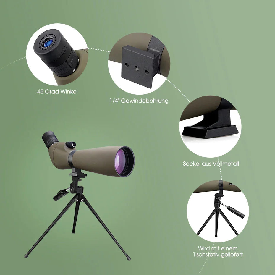 20-60x80mm Waterproof Spotting Scope with Tripod Stand