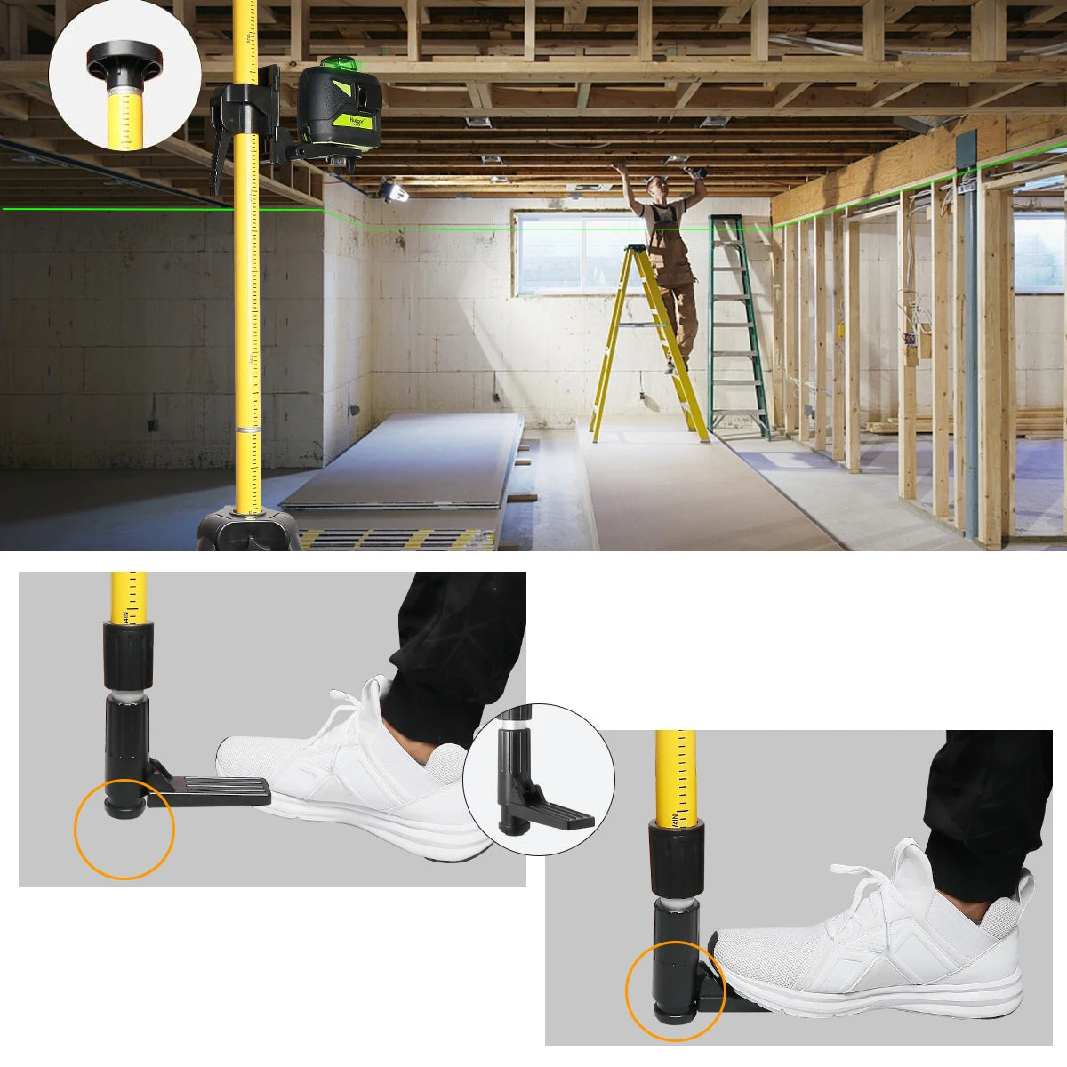 12 Ft./3.7m Telescopic Laser Mounting Pole with Adjustable Bracket and Tripod
