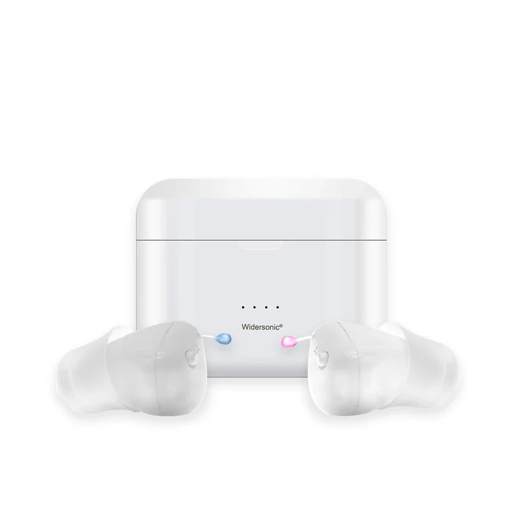 Digital Hearing Aids Pair – Portable, Adjustable, Rechargeable SR61-White-Pair