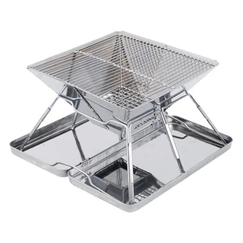 Portable BBQ Grill 31x31cm for Outdoor Cooking Steel Frame