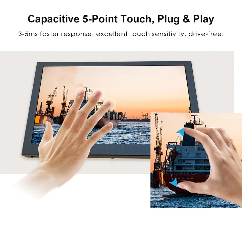 10in Portable IPS Touchscreen Monitor 1024x600 with Speakers