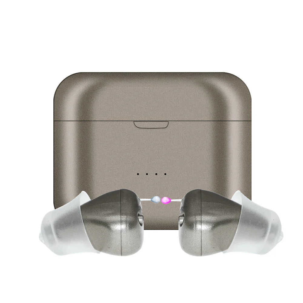 Digital Hearing Aids Pair – Portable, Adjustable, Rechargeable SR61-Pearl Grey-Pair