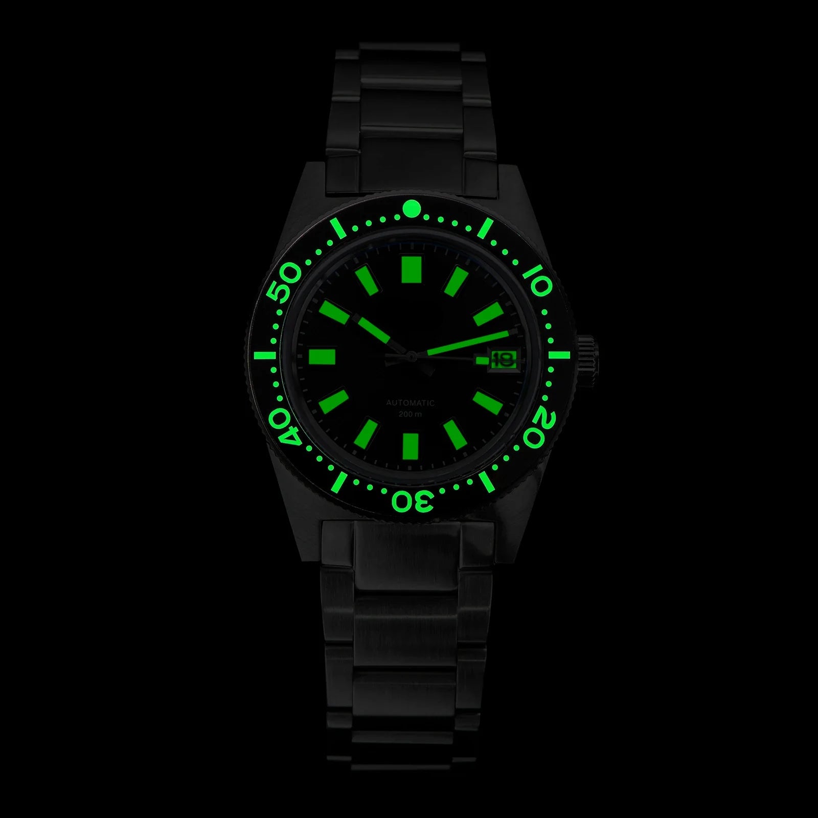 200m Waterproof Automatic Dive Watch with Luminous Bezel – Grey