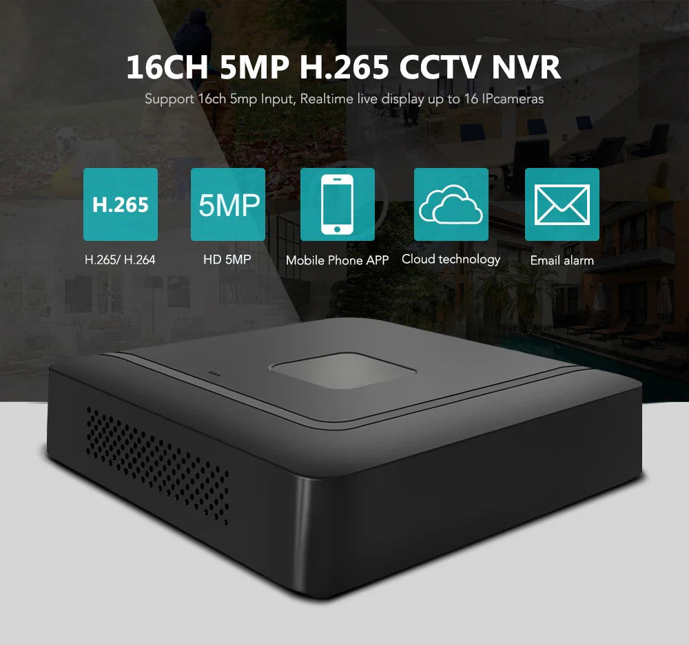 1080P 16CH Network Video Recorder with Motion Alerts and Cloud Support