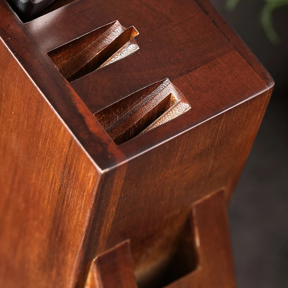 Wooden Knife Holder Rack with Storage Slots Kitchen Countertop