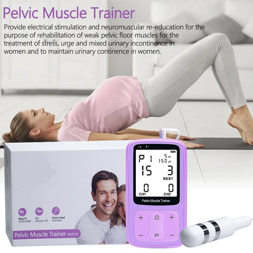 2-Channel Pelvic Muscle Trainer with 15 Modes for Kegel & Incontinence Therapy