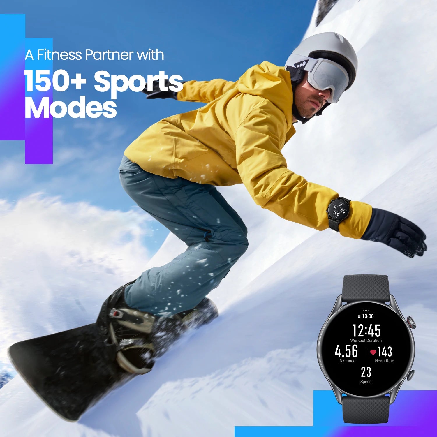 1.45" AMOLED Fitness Smartwatch with Sleep, Step & Heart Monitoring – GTR 3 Pro 46mm