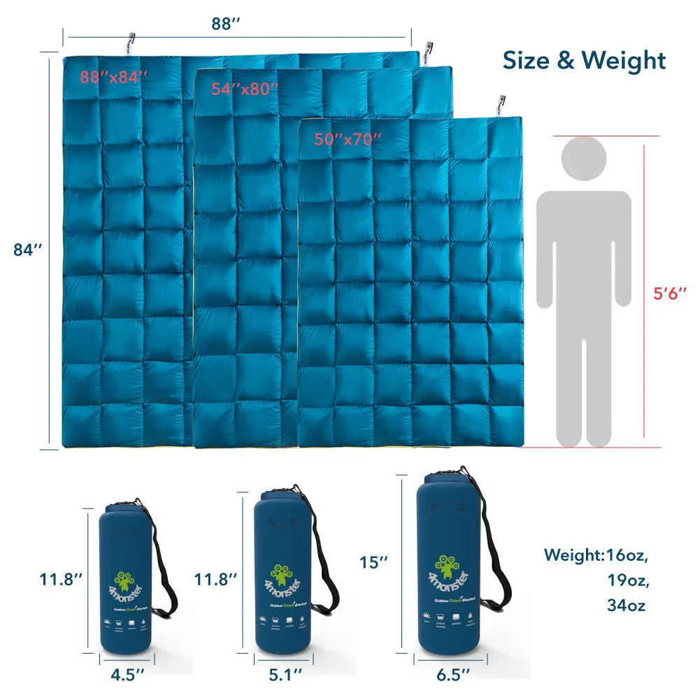 Portable Duck Down Outdoor Blanket – Waterproof, Windproof & Ideal for Hiking or Camping