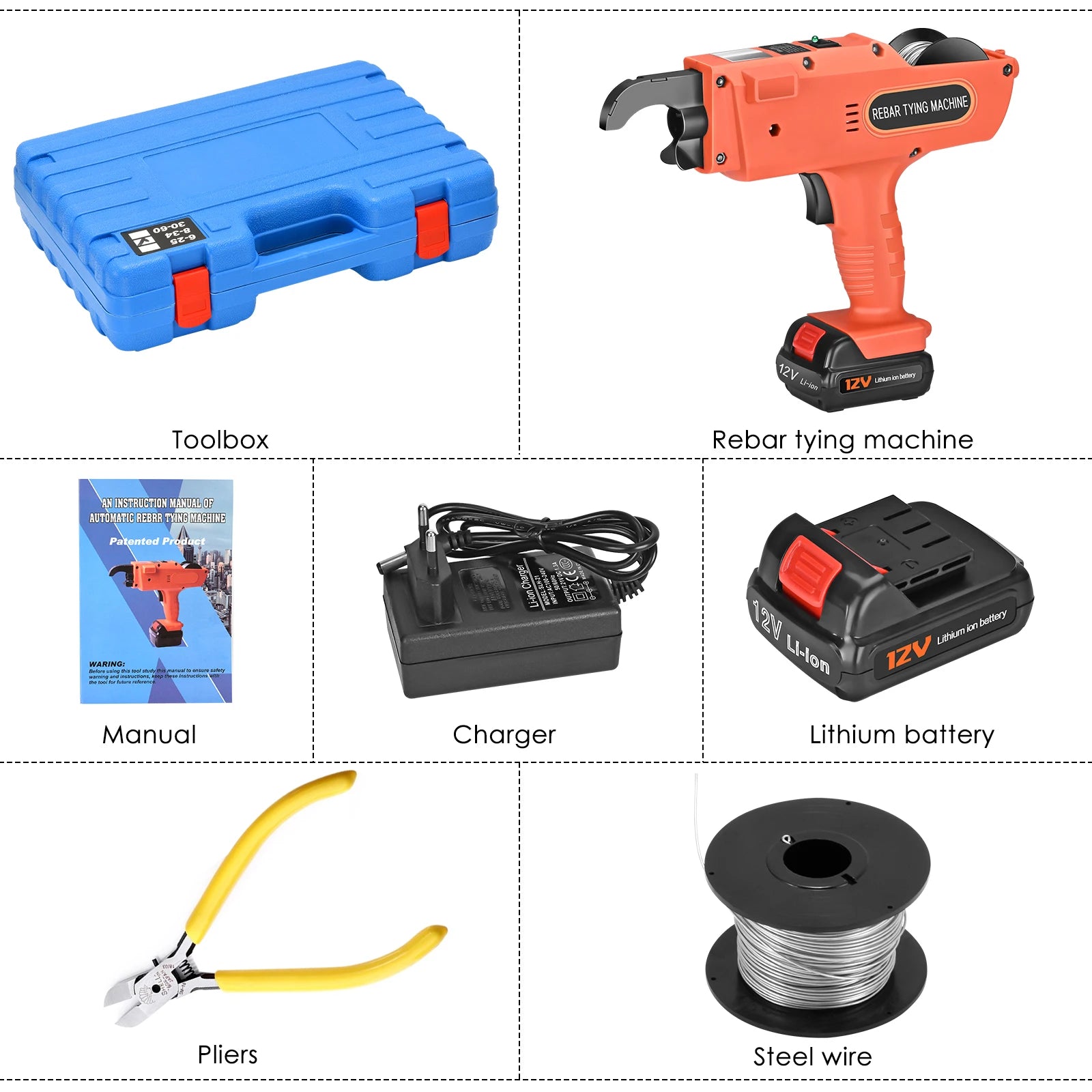 12V Automatic Rebar Tying Machine with 2 Batteries