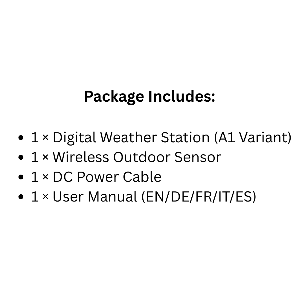 Digital Weather Station Clock A1 – Indoor/Outdoor Temperature & Humidity Monitor with Sunrise/Sunset, Tide, Dual Alarms