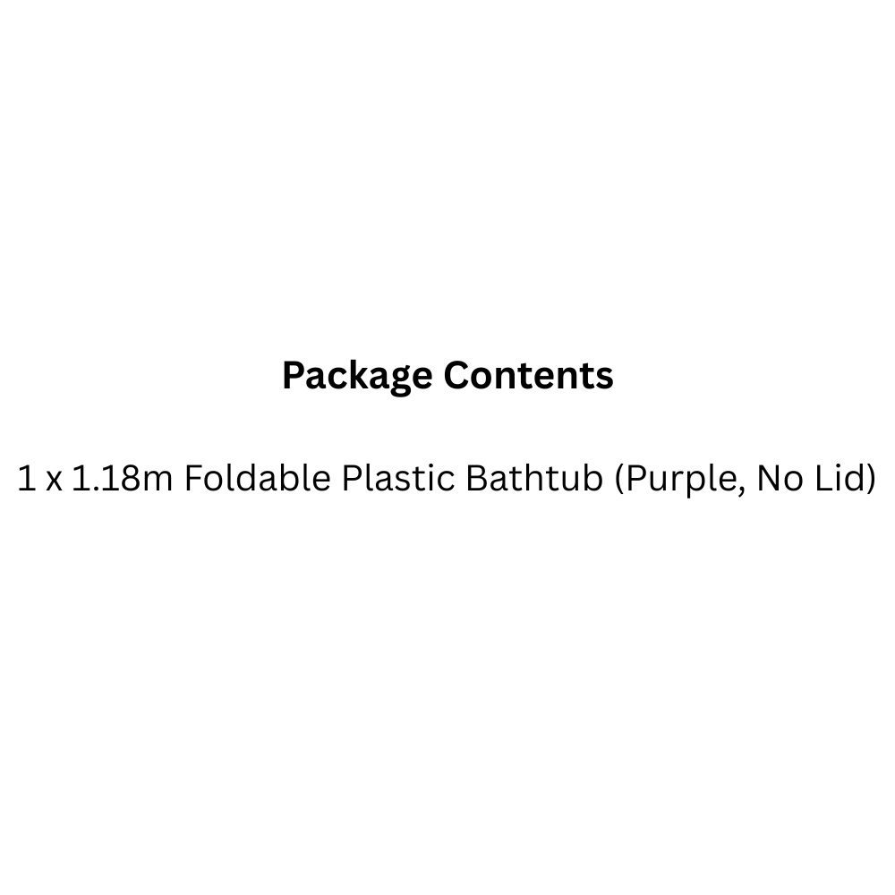 Portable 1.18m Foldable Plastic Bathtub Indoor & Outdoor Use, Adult-Sized, Purple, No Lid