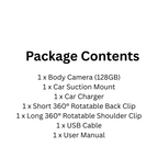 1296P Body Camera with Night Vision, 14H Battery, 128GB, Car Mount
