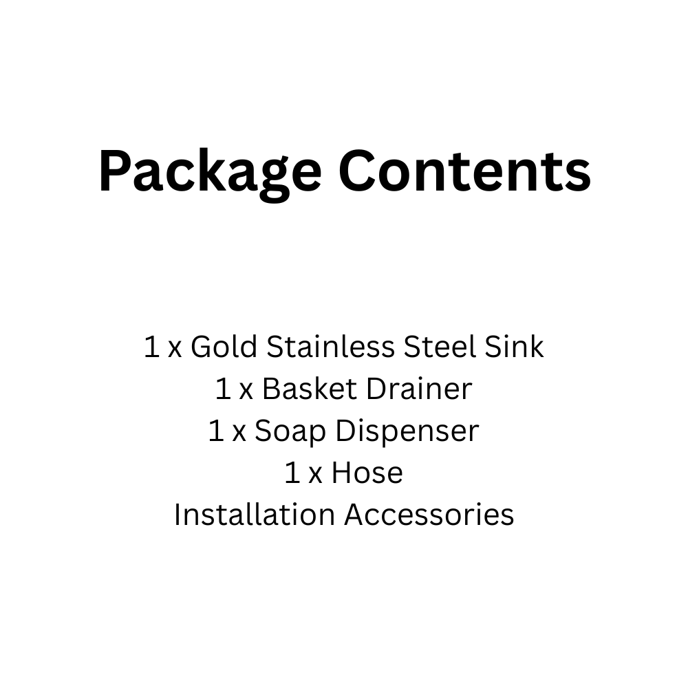 Gold Stainless Steel Kitchen Sink with Soap Dispenser and Drainer