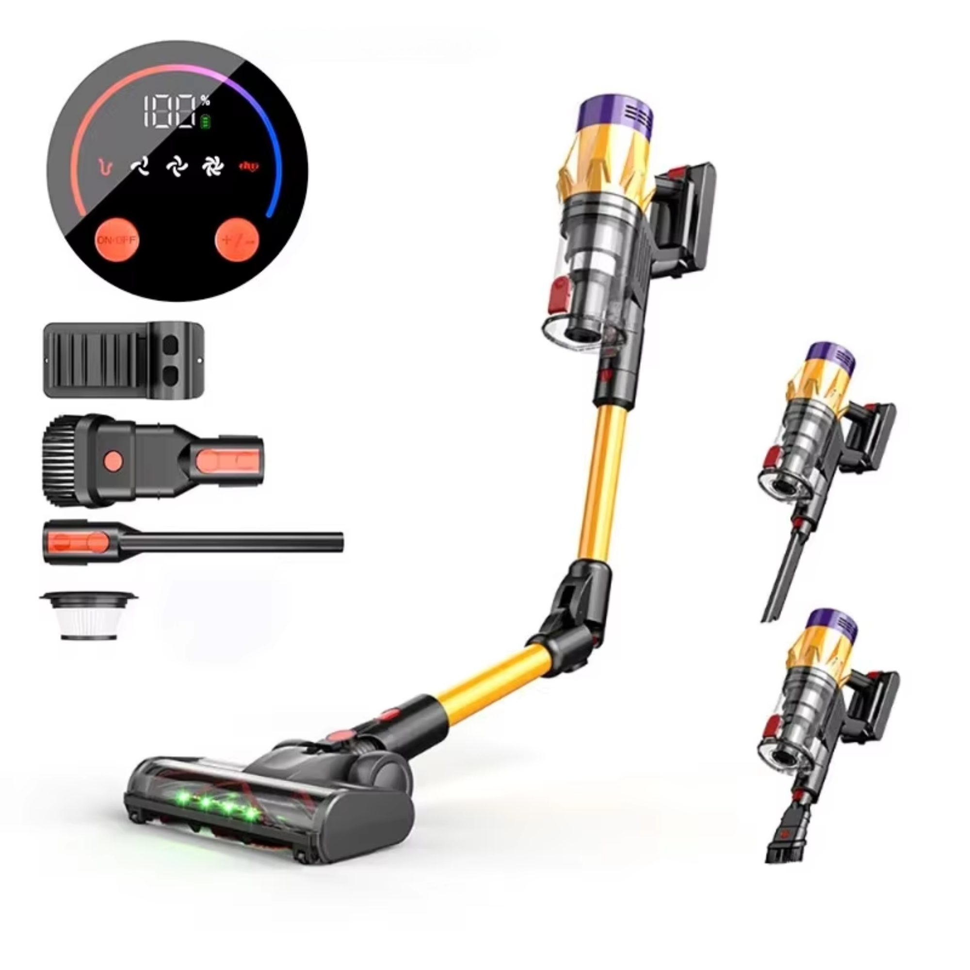 Wireless Handheld Vacuum Cleaner with Folding Rod and Display