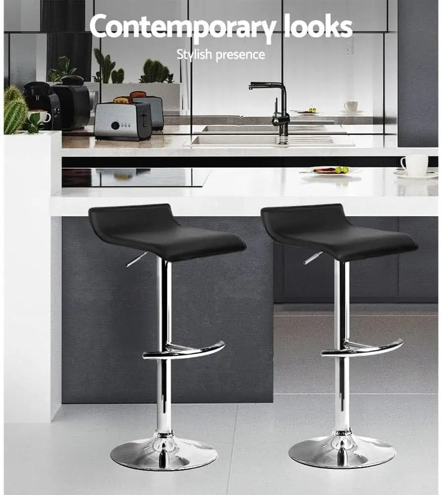 Adjustable Kitchen Bar Stools Set of 4 – Swivel Counter Chairs with Gas Lift, Black, 56–77cm