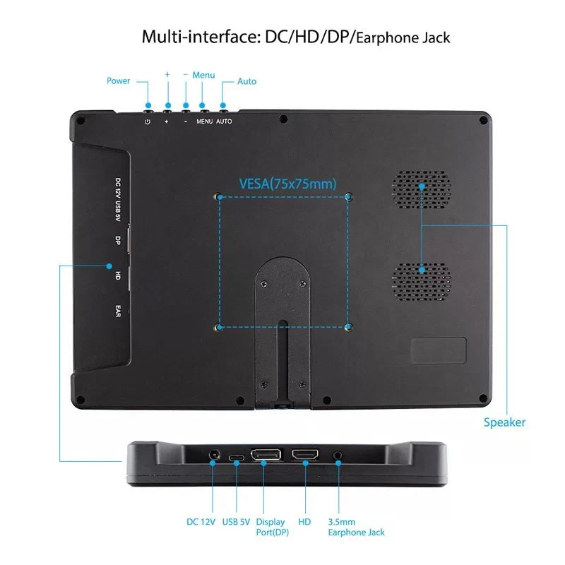 10.1" 2K IPS Portable Monitor with Touchscreen, HDMI & Type-C