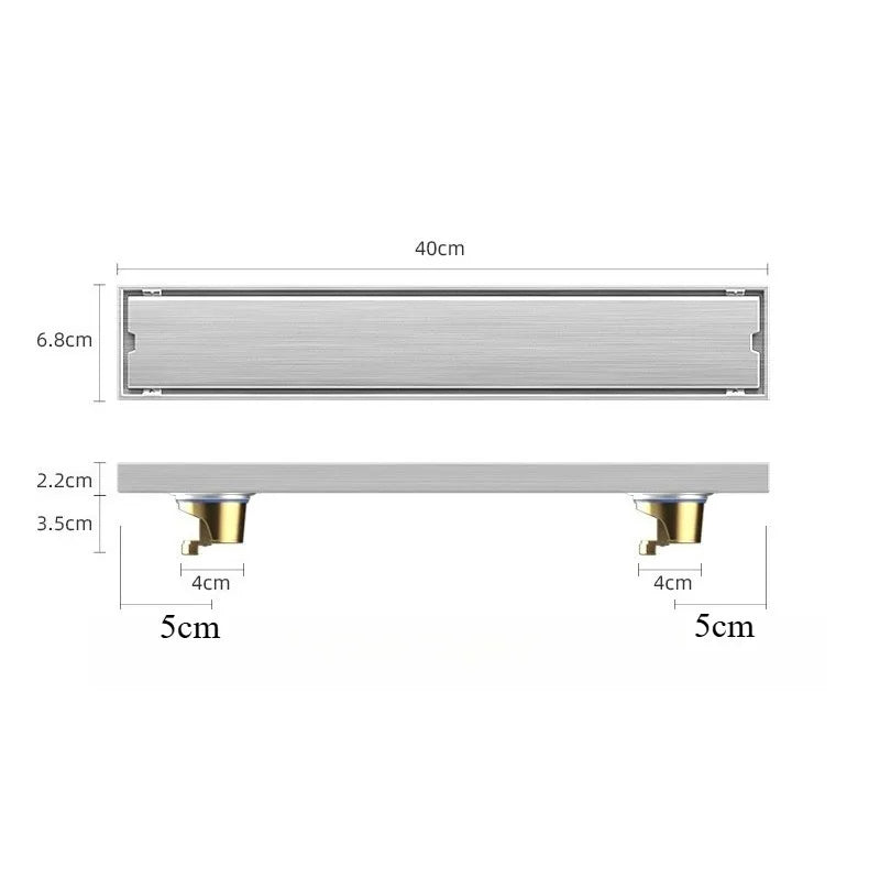 Long Strip Bathroom Drain, 6.8x40cm, Anti-Odor Steel